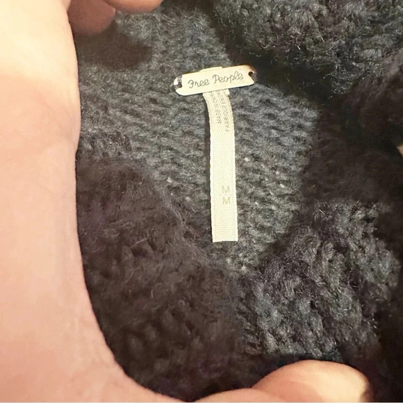 Free People Fairisle Wool Blend Sweater With High Neck Cowl Neck Blue Sz M - Picture 9 of 15